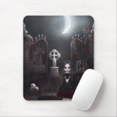 Creepy Gothic Girl & Graveyard Mousepad Muismat (Met muis)