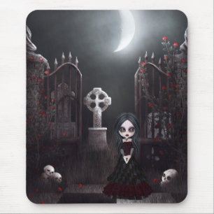Creepy Gothic Girl & Graveyard Mousepad Muismat
