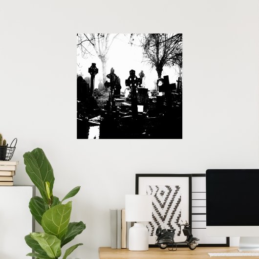 Creepy Gothic Graveyard Poster (Thuiskantoor)