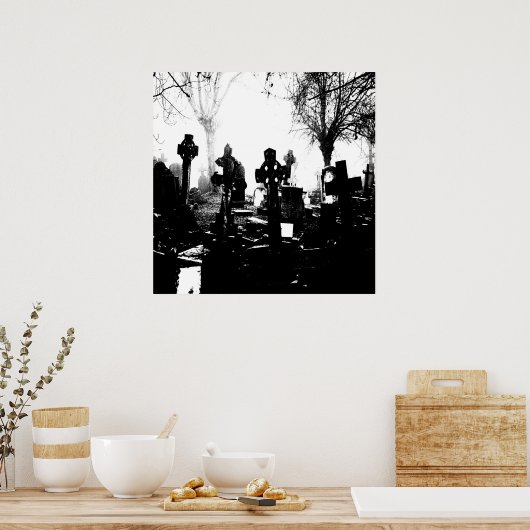 Creepy Gothic Graveyard Poster (Keuken)