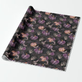 Creepy Gothic Halloween spiderwebs Wrapping Paper Cadeaupapier (Uitgerold)