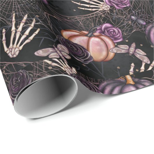 Creepy Gothic Halloween spiderwebs Wrapping Paper Cadeaupapier (Rol Hoek)
