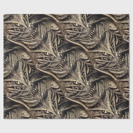 Creepy Gothic Horror Demon Biomatter Cadeaupapier (Vlak)