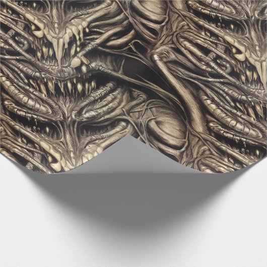 Creepy Gothic Horror Demon Biomatter Cadeaupapier (Hoek)
