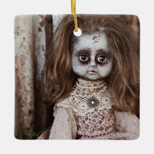 Creepy Gothic Porcelain Doll Victoriaans Gothic Keramisch Ornament (Voorkant)