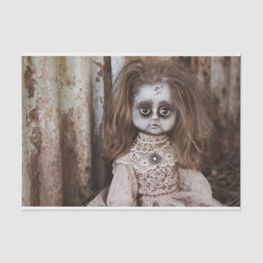 Creepy Gothic Porcelain Doll Victoriaans Gothic Tissuepapier (Voorkant)
