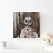 Creepy Gothic Porcelain Doll Victoriaans Gothic Vierkante Klok (Huis)