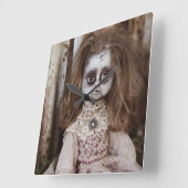 Creepy Gothic Porcelain Doll Victoriaans Gothic Vierkante Klok (Hoek)