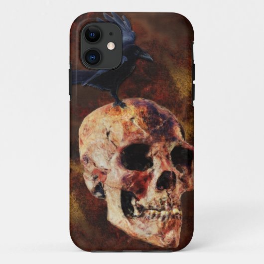 Creepy Gothic Skull and Crow - Halloween Horror Case-Mate iPhone Case (Achterkant)