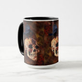 Creepy Gothic Skull and Crow - Halloween Horror Mok (Voorkant links)