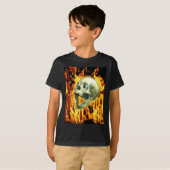 Creepy Gothic Skull, Flames, Halloween Horror T-shirt (Voorkant volledig)