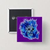 Creepy Gothic Skull, Flames, Halloween Horror Vierkante Button 5,1 Cm (Voorkant /achterkant)