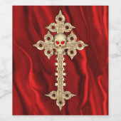 Creepy Gothic Skulls and Cross Halloween Wijn Etiket (Enkel label)