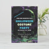 Creepy Graveyard Cemetery Crescent Moon Halloween Kaart (Staand voorkant)