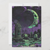 Creepy Graveyard Cemetery Crescent Moon Halloween Kaart (Achterkant)