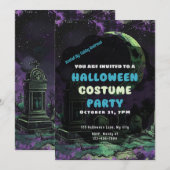 Creepy Graveyard Cemetery Crescent Moon Halloween Kaart (Voorkant / Achterkant)