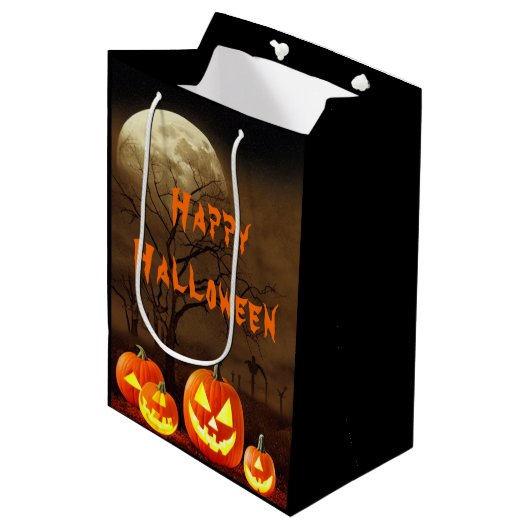Creepy Graveyard Halloween Party Medium Cadeauzakje (Voorkant Gekanteld)