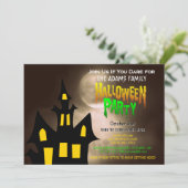 Creepy Graveyard Haunted House Halloween Party Kaart (Staand voorkant)