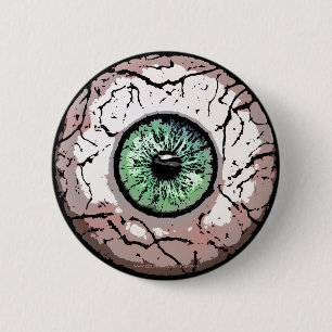 Creepy Green Eye-Button Ronde Button 5,7 Cm