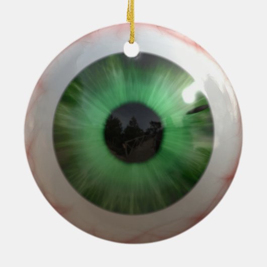 Creepy Green Eyeball Keramisch Ornament (Achterkant)