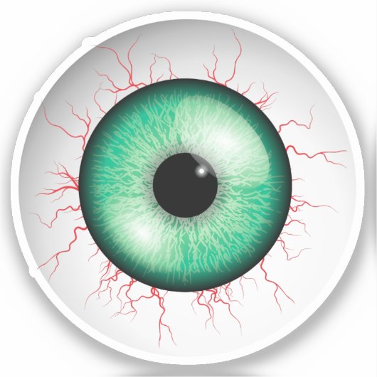 Creepy Green Eyeball Sticker (Voorkant)