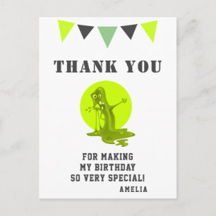 Creepy Green Slime Monster Birthday Dank u Briefkaart