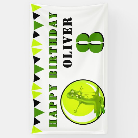 Creepy Green Slime Monster Kind Birthday Party Spandoek (Verticaal)