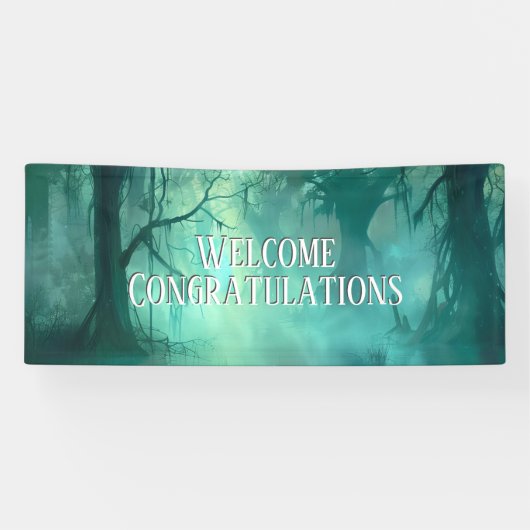 Creepy Green Swamp 2 Lines Aangepaste tekst Spandoek (Horizontaal)