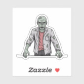 Creepy Green Zombie Halloween Sticker (Vel)