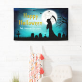Creepy Grim Reaper Death Happy Halloween Party Spandoek (Insitu)