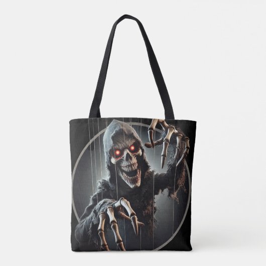 Creepy Grim Reaper Horror Tote Bag (Achterkant)
