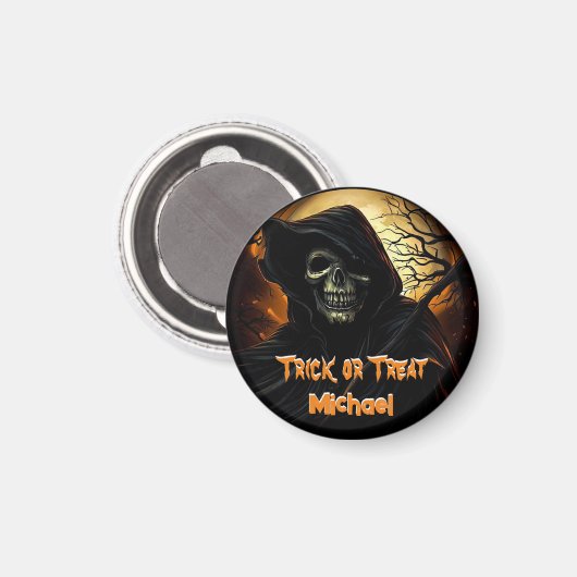 Creepy Grim Reaper Trick or treat Magneet (Voorkant / Achterkant)