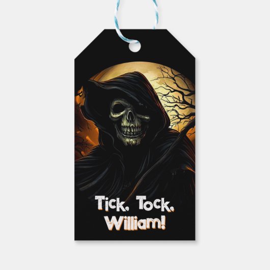 Creepy Grim Reaper Verjaardag Cadeaulabel (Achterkant)