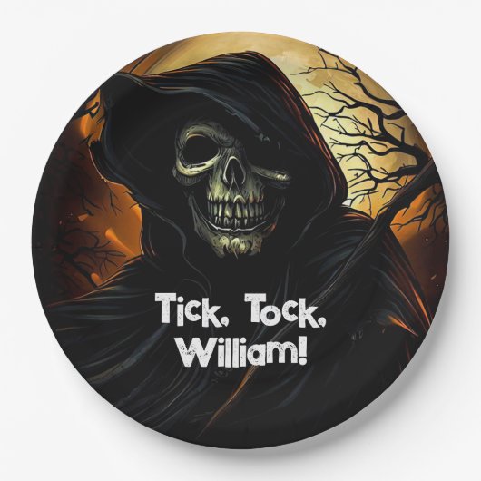 Creepy Grim Reaper Verjaardag Papieren Bordje (Voorkant)