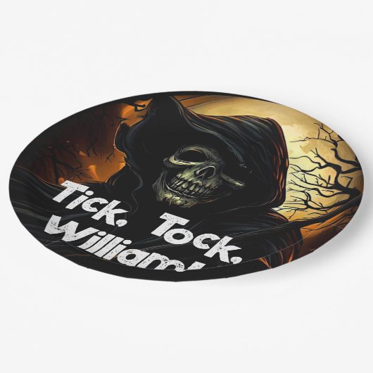 Creepy Grim Reaper Verjaardag Papieren Bordje (Gekanteld)