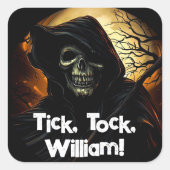 Creepy Grim Reaper Verjaardag Vierkante Sticker (Voorkant)