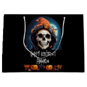 Creepy Grinning Skeleton Halloween Verjaardag Groot Cadeauzakje (Voorkant)