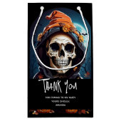 Creepy Grinning Skeleton Party Dank je Klein Cadeauzakje (Achterkant)