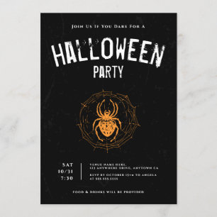 Creepy Grunge Spider Adult Halloween Party Kaart