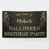 Creepy Hair Skull Halloween Birthday Welkom Spandoek (Horizontaal)