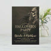 Creepy Hair Skull Halloween Party Kaart (Staand voorkant)