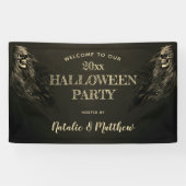 Creepy Hair Skull Halloween Party Welkomstbanner Spandoek (Horizontaal)