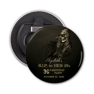 Creepy Hair Skull RIP naar haar 20s-feest Button Flesopener