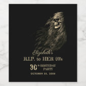 Creepy Hair Skull RIP naar haar 20s-feest Wijn Etiket (Enkel label)