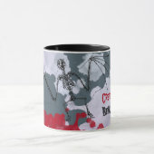 Creepy Halloween Bat Skeleton Jouw naam Mok (Midden)