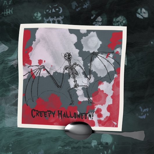 Creepy Halloween Bat Skeleton Servet