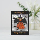 Creepy Halloween Bat Witch Briefkaart (Staand voorkant)