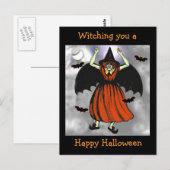 Creepy Halloween Bat Witch Briefkaart (Voorkant / Achterkant)