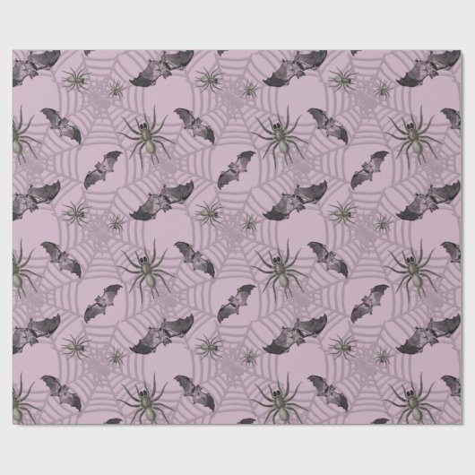 Creepy Halloween Bats Spooky Spider Web Cadeaupapier (Vlak)