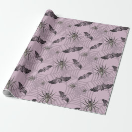 Creepy Halloween Bats Spooky Spider Web Cadeaupapier